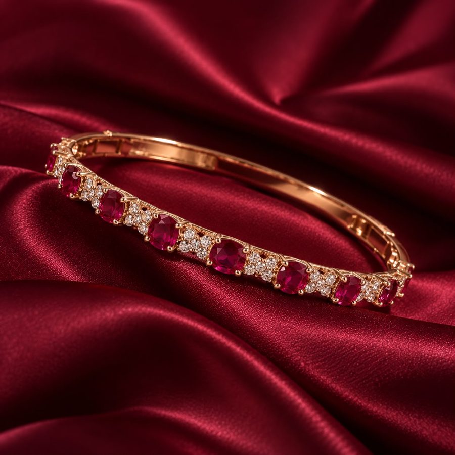 Ruby and diamond bangle