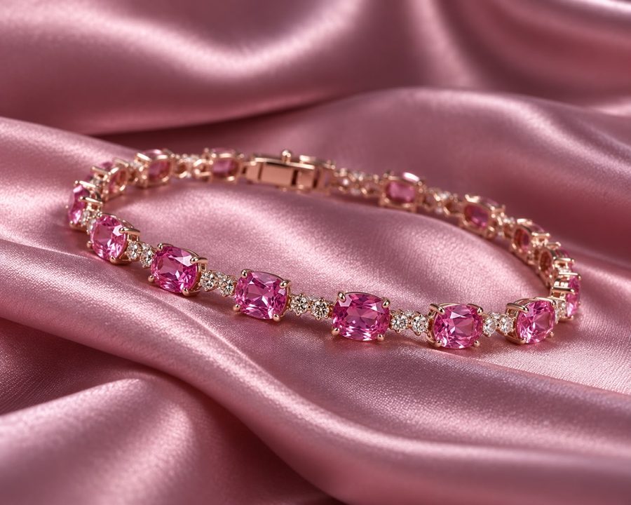 Pink sapphire tennis bracelet