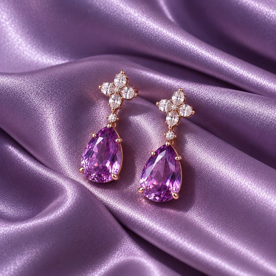 Purple sapphire drop earrings