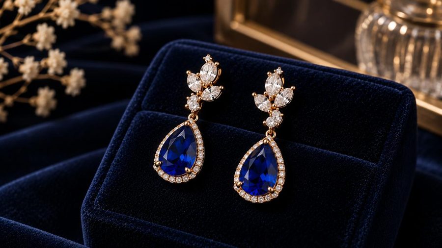 Blue sapphire drop earrings